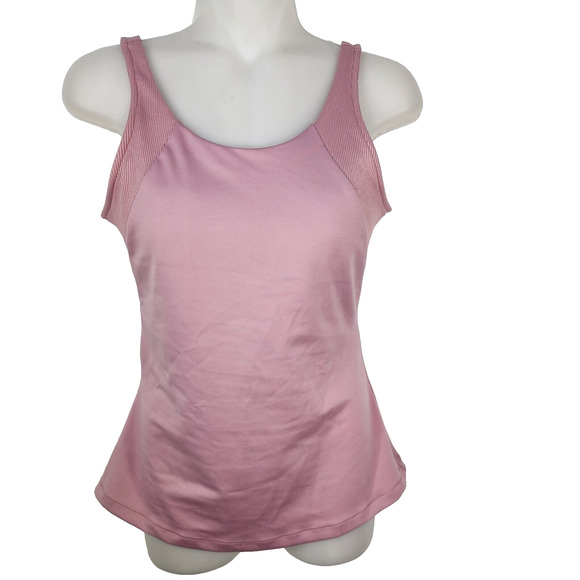 All In Motion Activewear Tank Top XS Fitted Shelf Bra Ribbed Scoop Back Rose - Picture 1 of 10